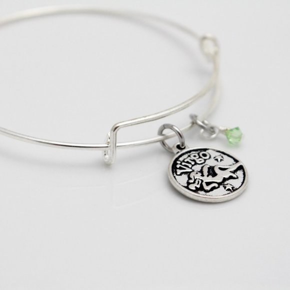 August Virgo Adjustable Charm Bangle - Handmade Zodiac Bracelet - Picture 8 of 14